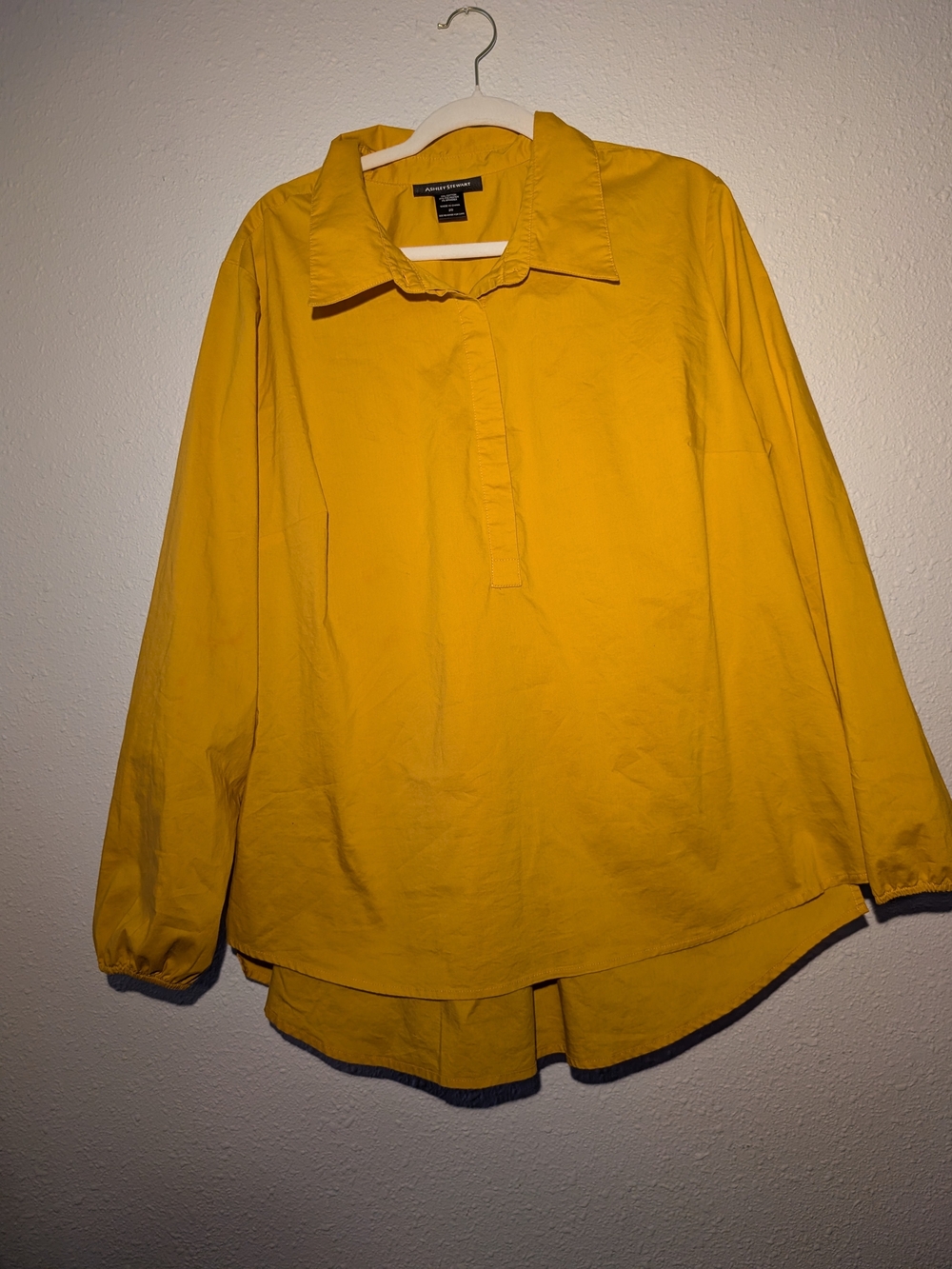 Ashley Stewart Women's Yellow Long-Sleeve Popover Shirt 20